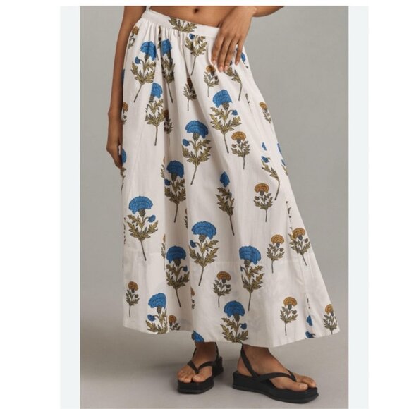 NWT Anthropologie The Jacie Poplin Floral Printed Midi Skirt by Maeve in X-Large - Picture 5 of 14